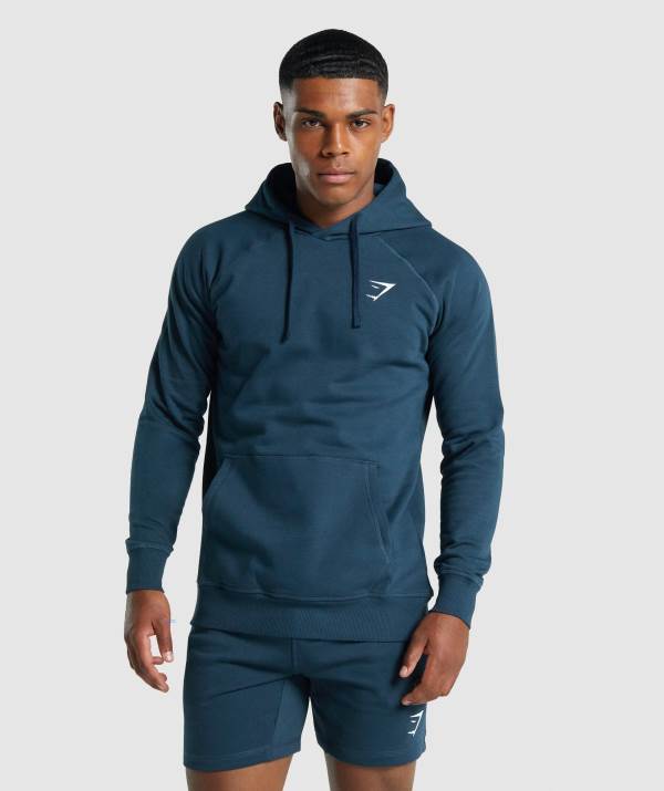Panske Mikiny S Kapucňou Gymshark Crest Námornícka Modrá | KT2958730